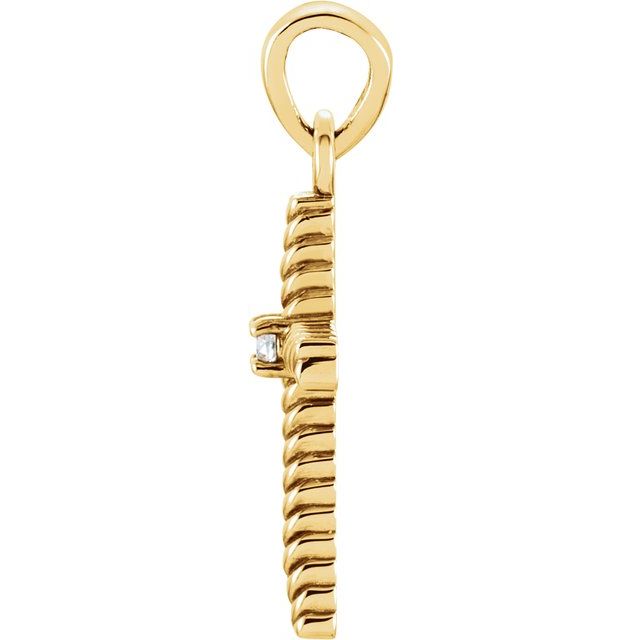 14k Yellow .015 Ct Natural Diamond Cross Pendant
