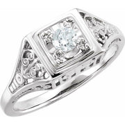 14k White 1/6 Ctw Natural Diamond Filigree Ring