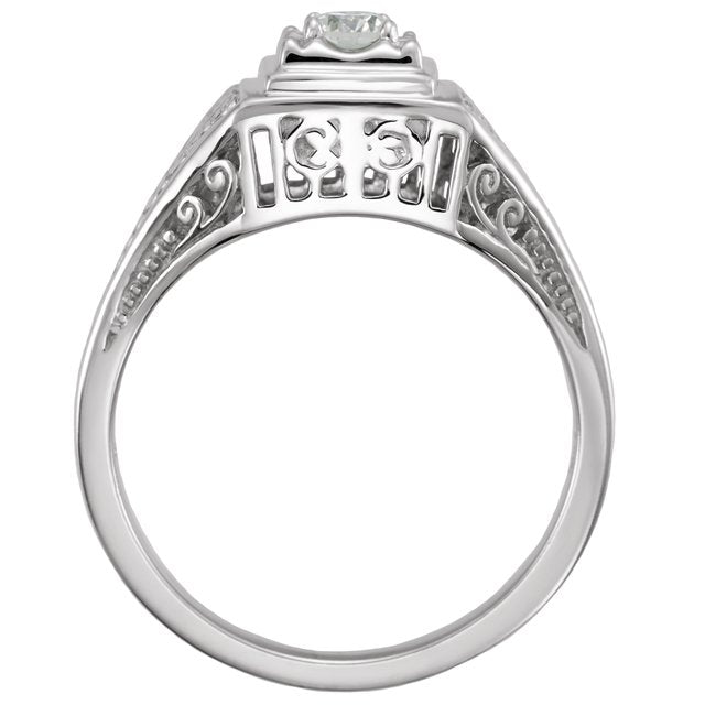 14k White 1/6 Ctw Natural Diamond Filigree Ring