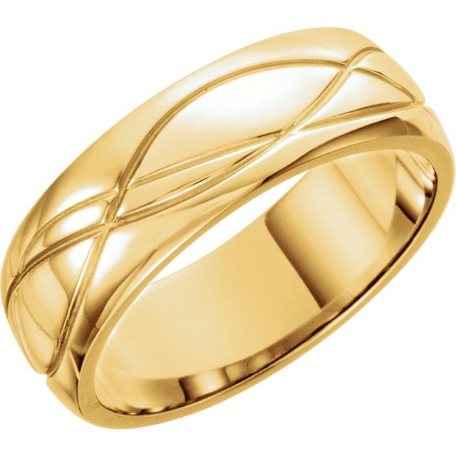 14k Yellow 8 Mm Grooved Band Size 11