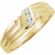 14k Yellow 1/8 Ctw Natural Diamond Three-stone Band