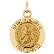 14k Yellow 12 Mm Round St. Peregrine Medal