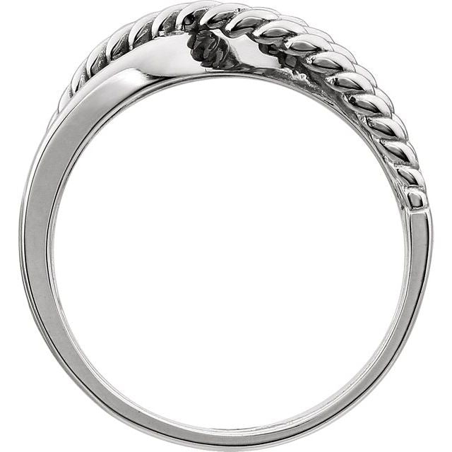 14k White Rope Criss-cross Ring