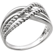 14k White Rope Criss-cross Ring