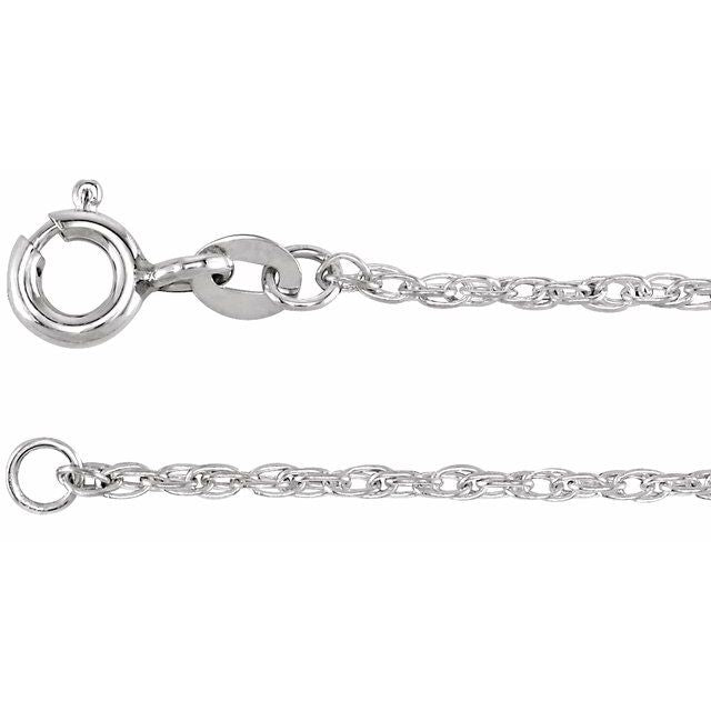 Sterling Silver 1.25 mm Rope 24' Chain