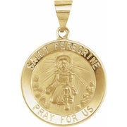 14K Yellow 18 mm Round Hollow St. Peregrine Medal