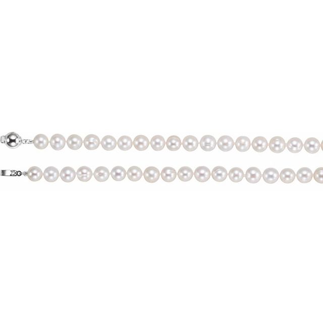 Sterling Silver 8-9 mm Cultured White Freshwater Pearl 42' Strand
