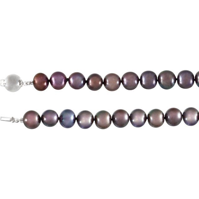 Sterling Silver Cultured Black Freshwater Pearl 18' Necklace
