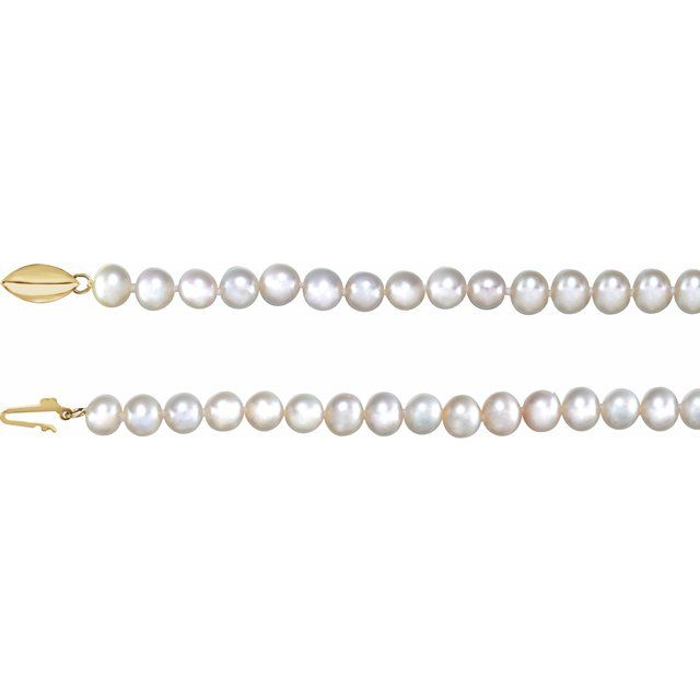 14K Yellow Panache® Cultured White Freshwater Pearl 18' Necklace