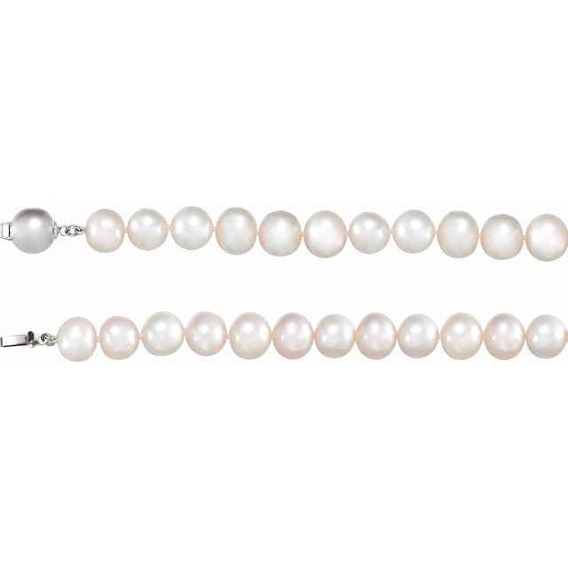 Sterling Silver Cultured White Freshwater Pearl 18' Necklace