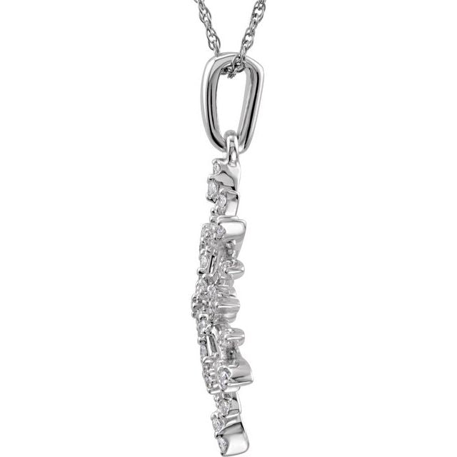 Sterling Silver Imitation White Cubic Zirconia Snowflake 18' Necklace