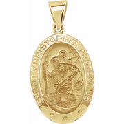 14K Yellow 19x13.5 mm Oval Hollow St. Christopher Medal