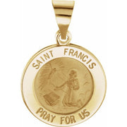 14K Yellow 15 mm Round Hollow St. Francis Medal