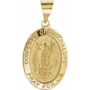 14K Yellow 19x13.5 mm Oval Hollow Our Lady of Guadalupe Medal