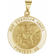 14K Yellow 21.75 mm Round Hollow Guardian Angel Medal