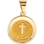 14K Yellow 15 mm Round Hollow Confirmation Medal