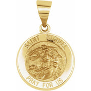14K Yellow 15x15 mm Round Hollow St. Michael Medal