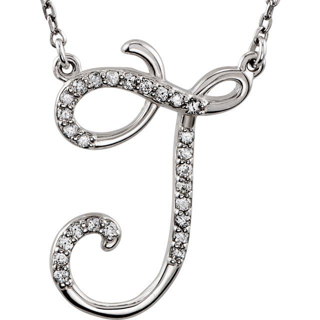 Sterling Silver 1/8 CTW Natural Diamond Initial J 16' Necklace
