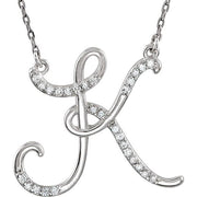Sterling Silver 1/6 CTW Natural Diamond Initial K 16' Necklace