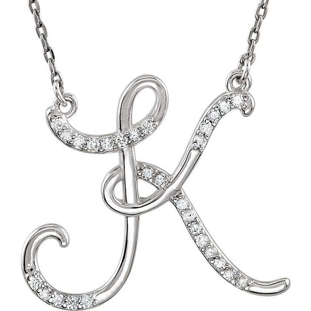 Sterling Silver 1/6 CTW Natural Diamond Initial K 16' Necklace