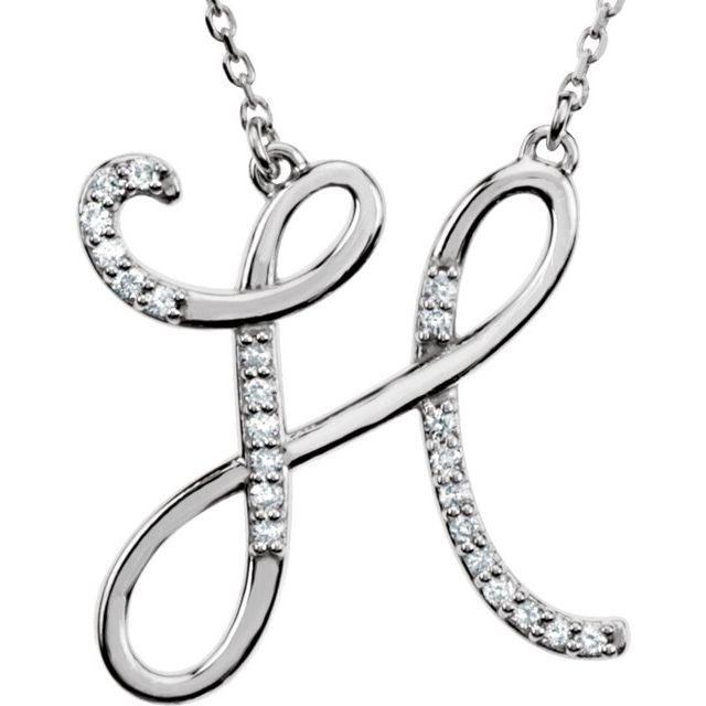 Sterling Silver 1/10 CTW Natural Diamond Initial H 16' Necklace