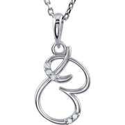 Sterling Silver .025 CTW Natural Diamond Initial B 18' Necklace