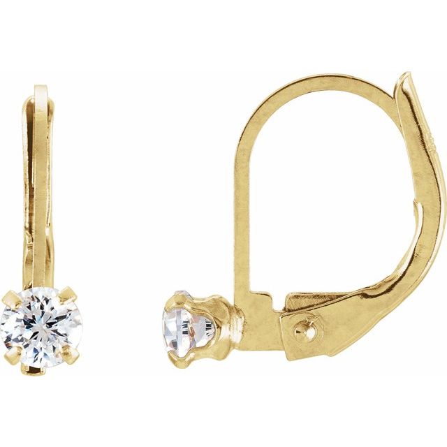 14K Yellow Imitation White Cubic Zirconia Youth Earrings