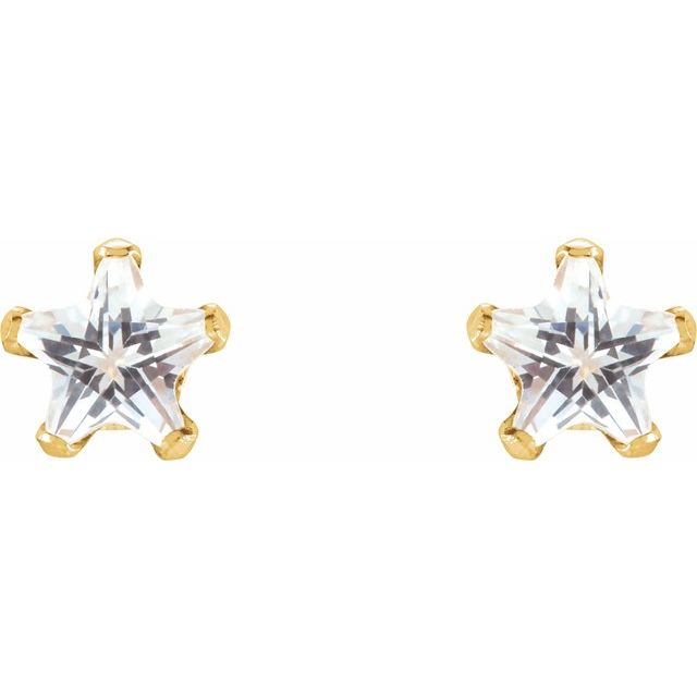 14K Yellow 4x4 mm Imitation White Cubic Zirconia Youth Star Earrings