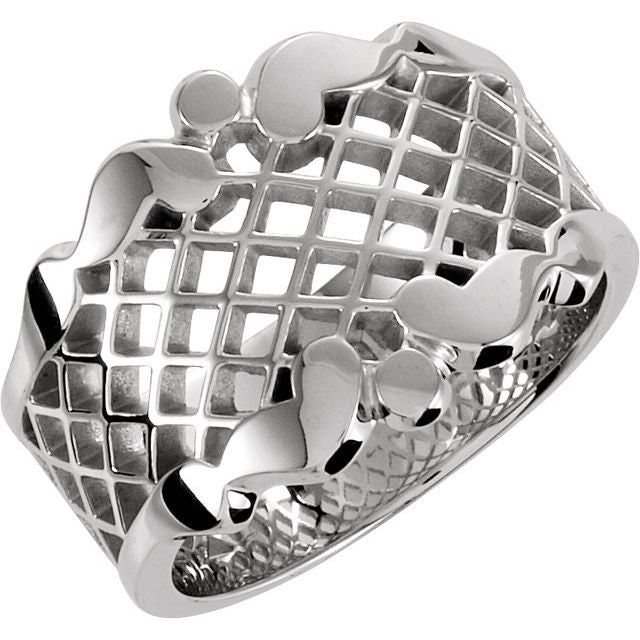 14k White 14.5 Mm Latticework Ring