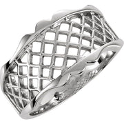 14K White Latticework Ring