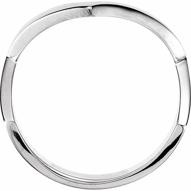 14K White V Ring