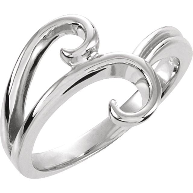 14K White Freeform Ring