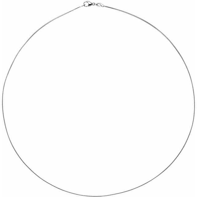 Rhodium-Plated Sterling Silver .8 mm Diamond-Cut Box 20' Chain