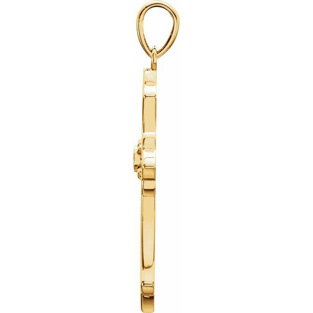 14k Yellow .03 Ct Natural Diamond Cross Pendant