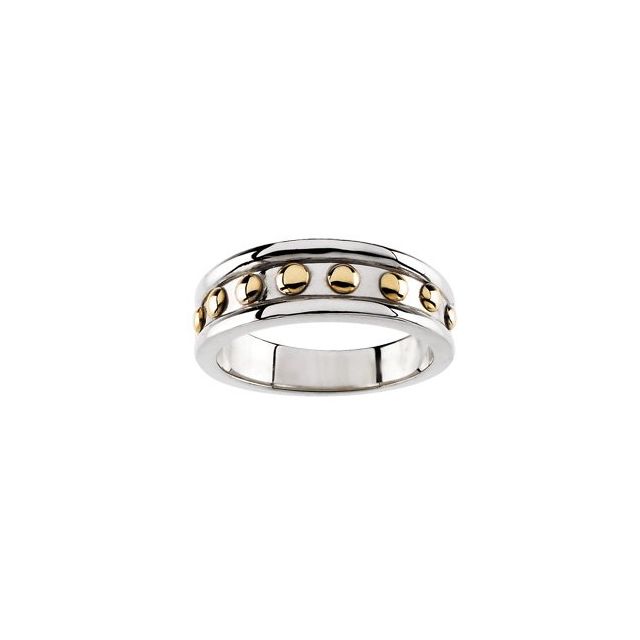 14k White/yellow 6.5 Mm Beaded Band