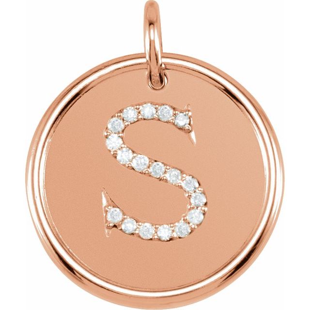 14K Rose 1/10 CTW Natural Diamond Posh Mommy® Initial S Pendant