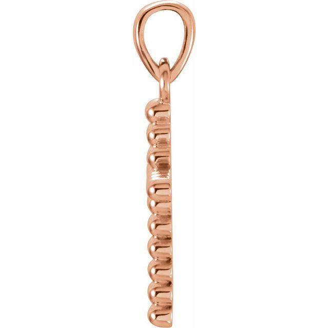 14k Rose Beaded Cross Pendant