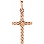 14k Rose 17.5x11.3 Mm Rope Cross Pendant
