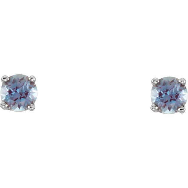 14k White Imitation Alexandrite Youth Earrings