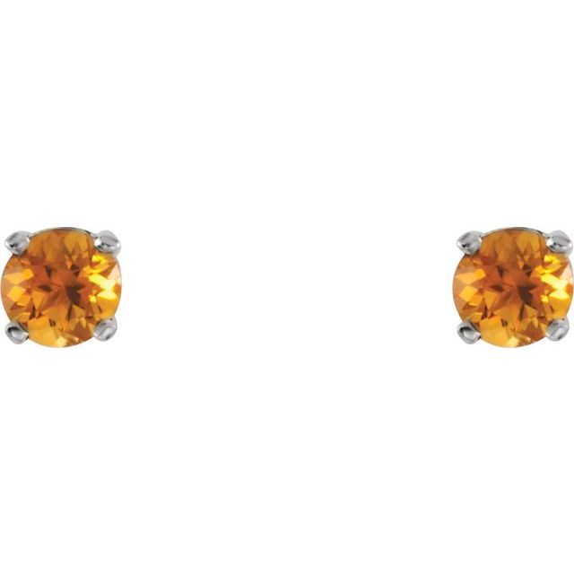14K White Natural Citrine Youth Earrings