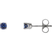 14k White Natural Blue Sapphire Youth Earrings