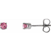 Sterling Silver Imitation Pink Tourmaline Youth Earrings