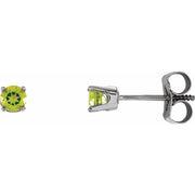 14K White Natural Peridot Youth Earrings