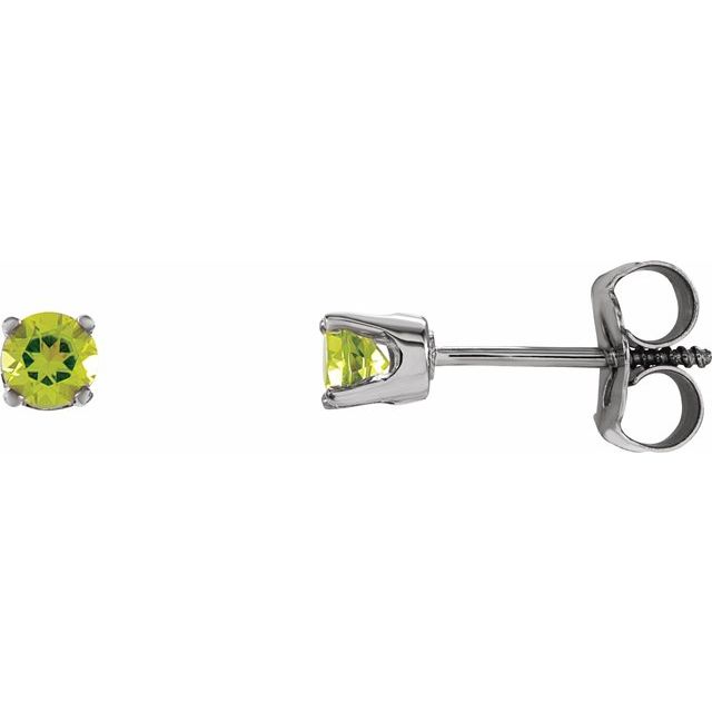 14K White Natural Peridot Youth Earrings