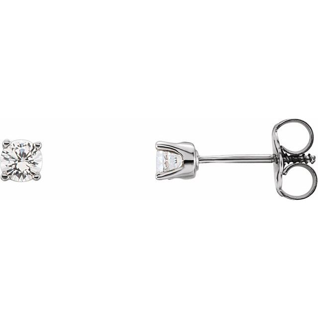 14k White 1/5 Ctw Natural Diamond Youth Earrings