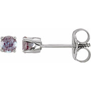 14k White Imitation Alexandrite Youth Earrings