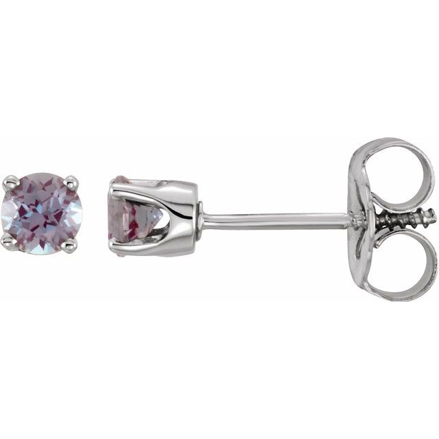 14k White Imitation Alexandrite Youth Earrings