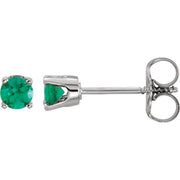 14K White Lab-Grown Emerald Youth Earrings