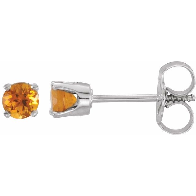 14K White Natural Citrine Youth Earrings