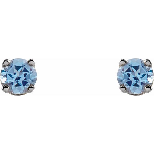 14K White Natural Swiss Blue Topaz Youth Earrings